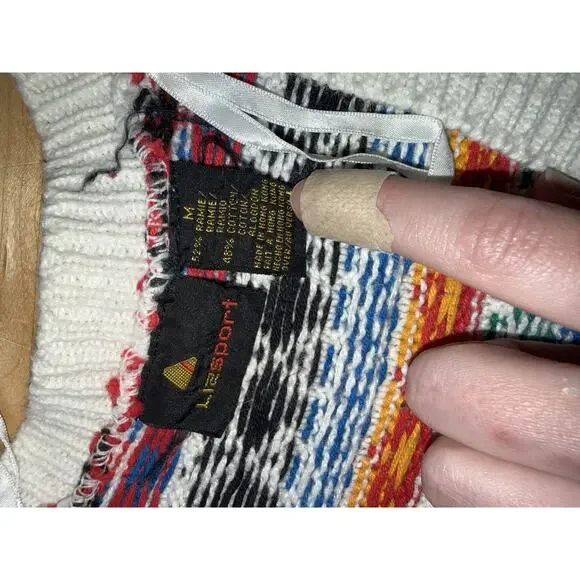 Vintage Lizsport Long Cardigan Multicolor Printed Maximalist White M - Picture 3 of 5